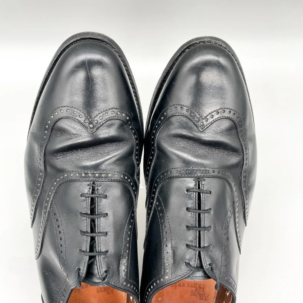 Allen Edmonds Marlow Mens 10.5 C Black Leather Wingtip Oxford Dress Shoes VTG